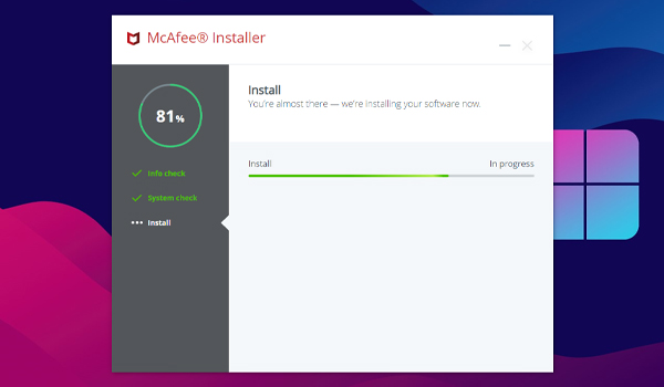 Tunggu Proses Install McAfee Total Protection